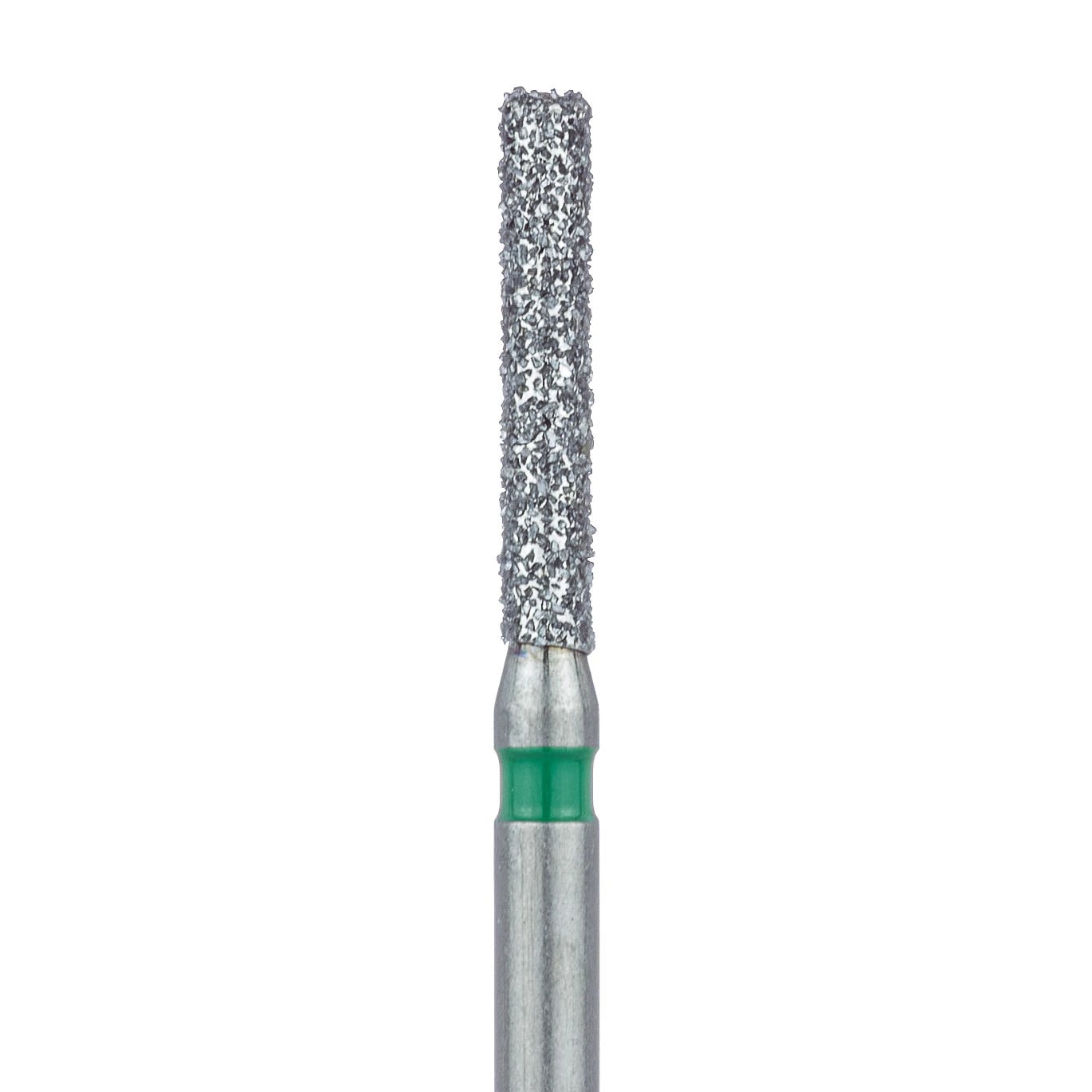 Meisinger 837LG-014-FG Diamond Bur, Coarse (Green), Long Flat End Cylinder, 1.4 mm Head Diameter, 8.0 mm Head Length, Friction Grip, 5/Pack