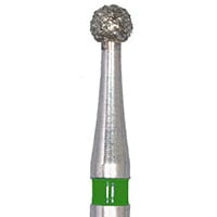 Meisinger 801G-016-SU Coarse Round Surgical Diamond Bur, Friction Grip Extra Long, 1.6 mm Head, Green Ring, 5/Pack