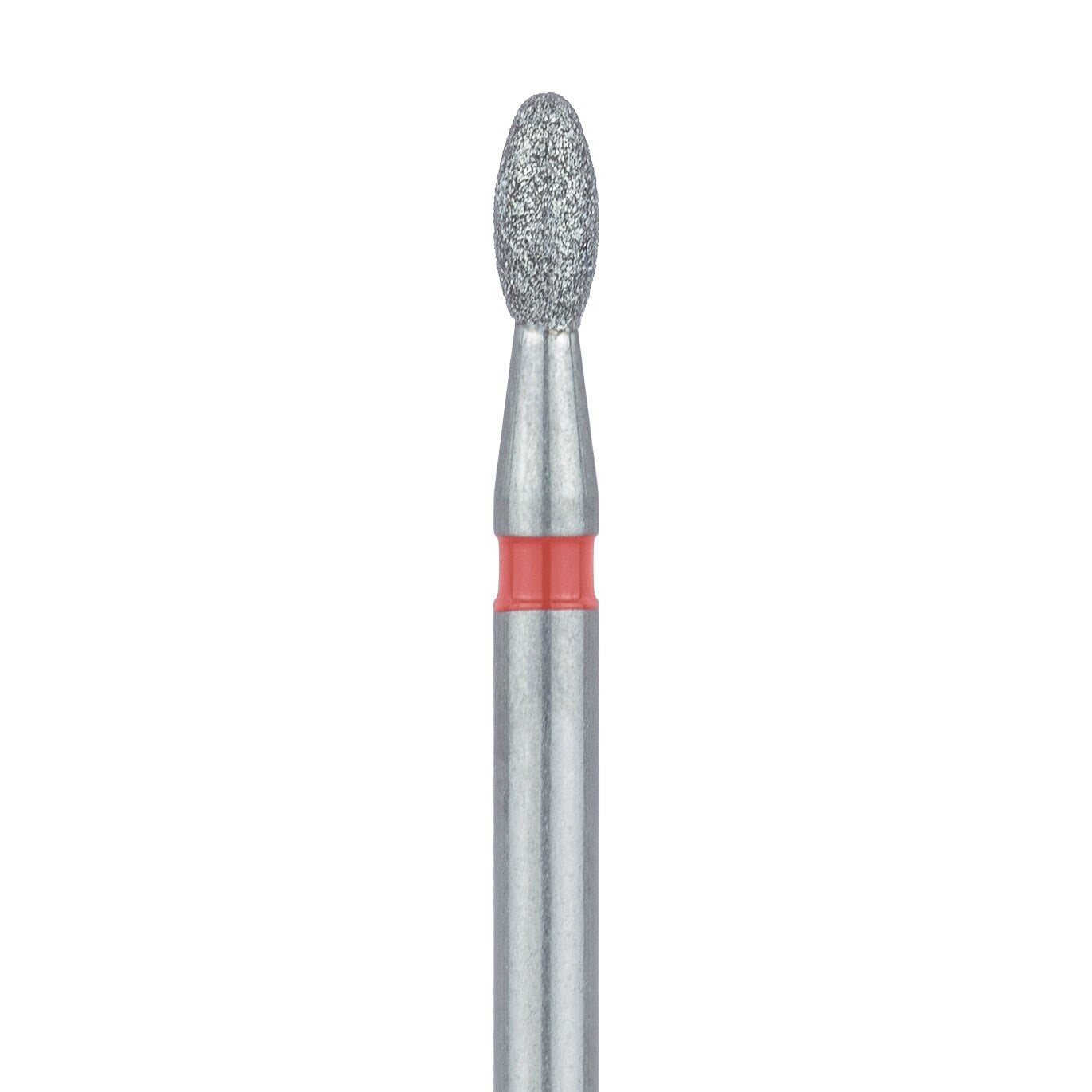 Meisinger Diamond Bur, Friction Grip, 833F-016-FG, Egg/Football Shape, Fine Grit, Red Ring, 1.6 mm Head Diameter, 3.4 mm Working Length, 5/Pk