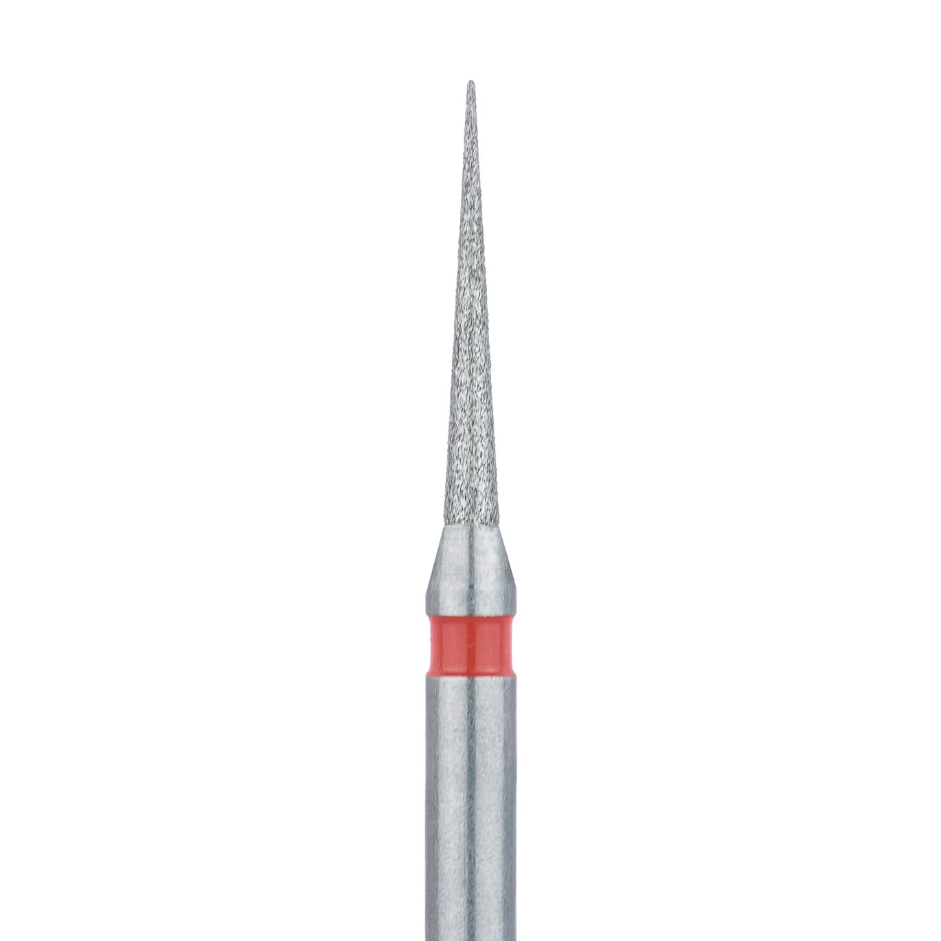 Meisinger FG #858F-010 Fine Needle Diamond Bur, Friction Grip, 1.0 mm Head Diameter, 8.0 mm Working Length, Red Ring, 5/Pk