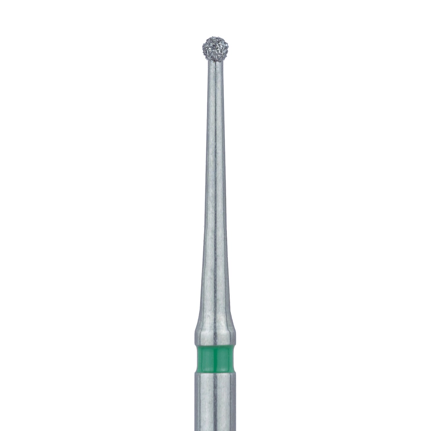 Meisinger 801LG-010-FG Coarse Diamond Bur, Long Round, Friction Grip, 1.0 mm, Green Ring, 5/Pack