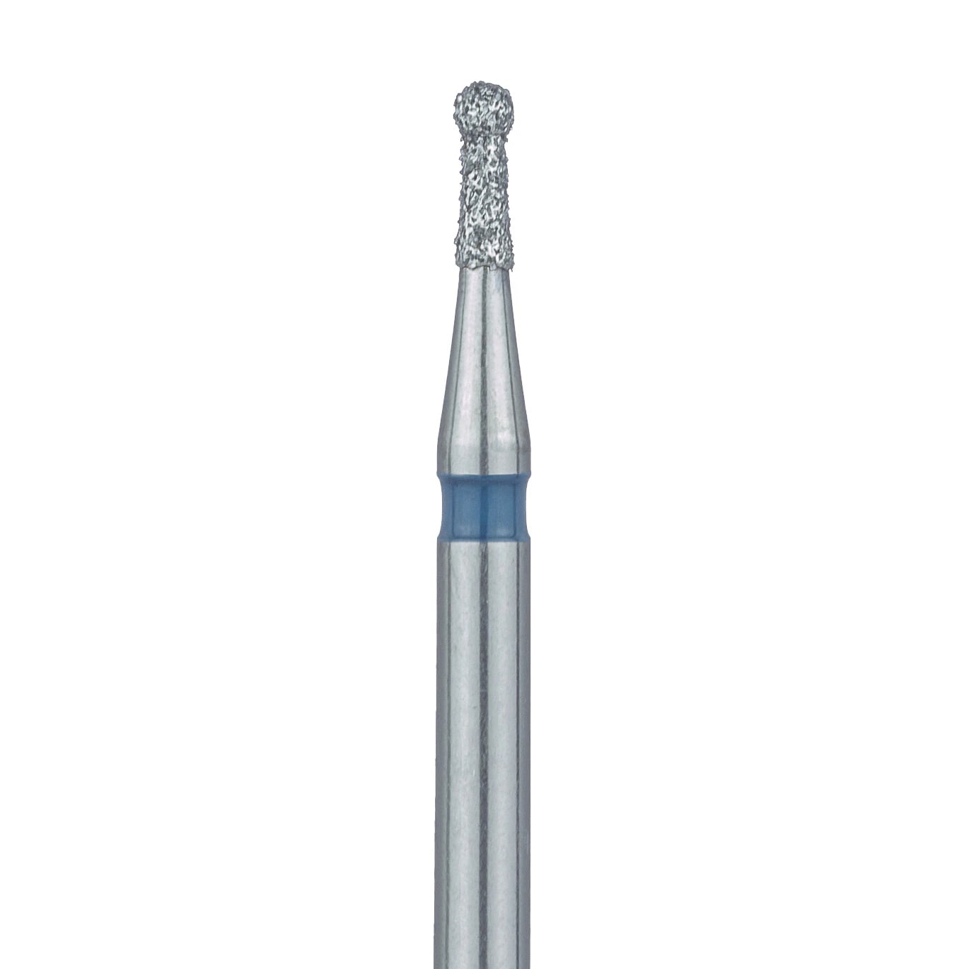 Meisinger 802-010-FG Diamond Bur, Round, Medium Grit, Friction Grip, 1.0 mm Head Diameter, 3.0 mm Head Length, Blue Ring, 5/Pkg