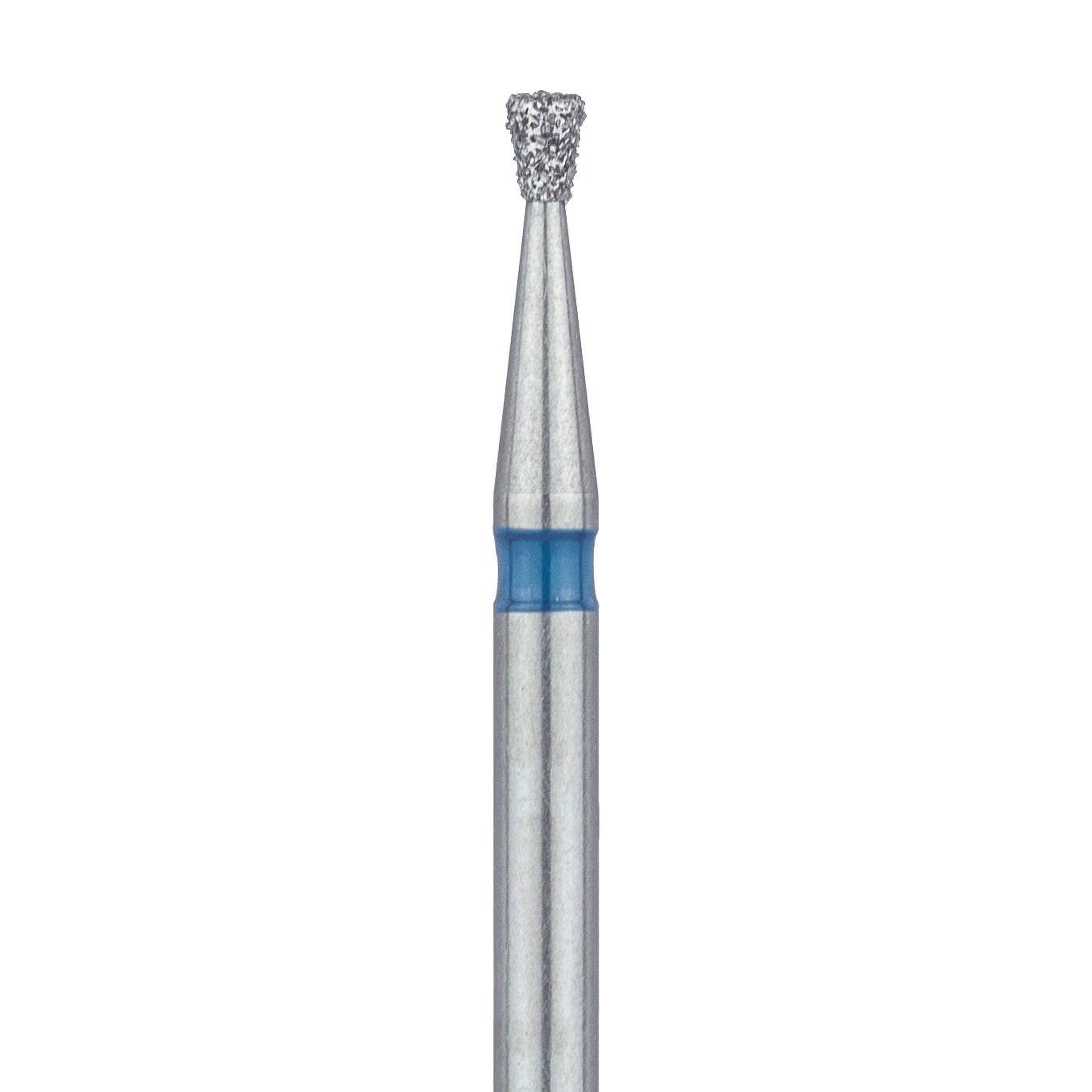 Meisinger 805-012-FG Diamond Bur, Inverted Cone, Medium Grit, Blue Ring, Friction Grip, 1.2 mm Head Diameter, 1.5 mm Head Length, 5/Pkg