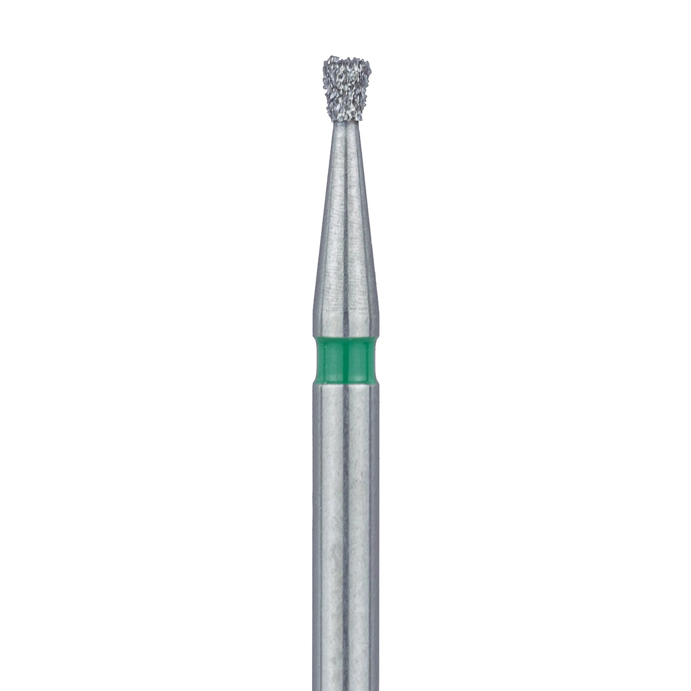 Meisinger 805G-012-FG Diamond Bur, Inverted Cone, Coarse (Green), Friction Grip, 1.2 mm Head Diameter, 1.5 mm Head Length, 5/Pkg
