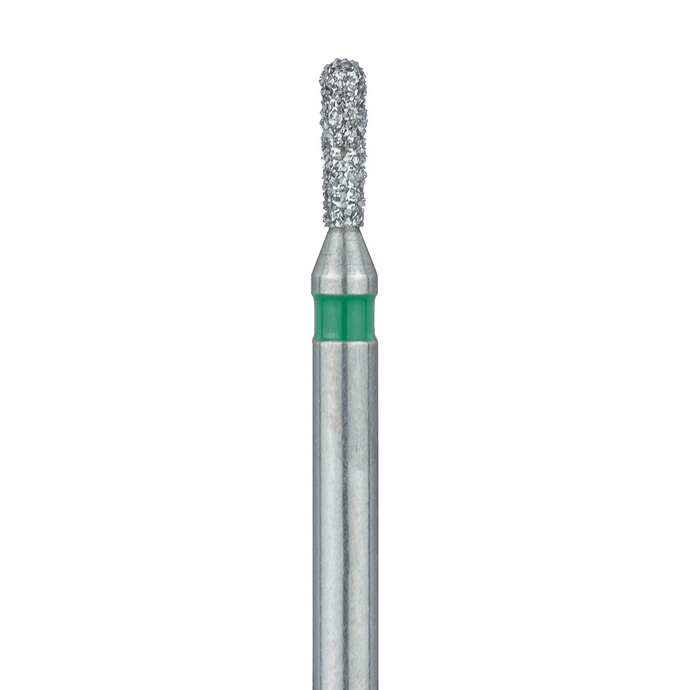 Meisinger 808RG-012-FG Coarse Diamond Bur, Round End Pear, Friction Grip, 1.2 mm Head Diameter, 4.0 mm Head Length, Green Ring, 5/Pkg