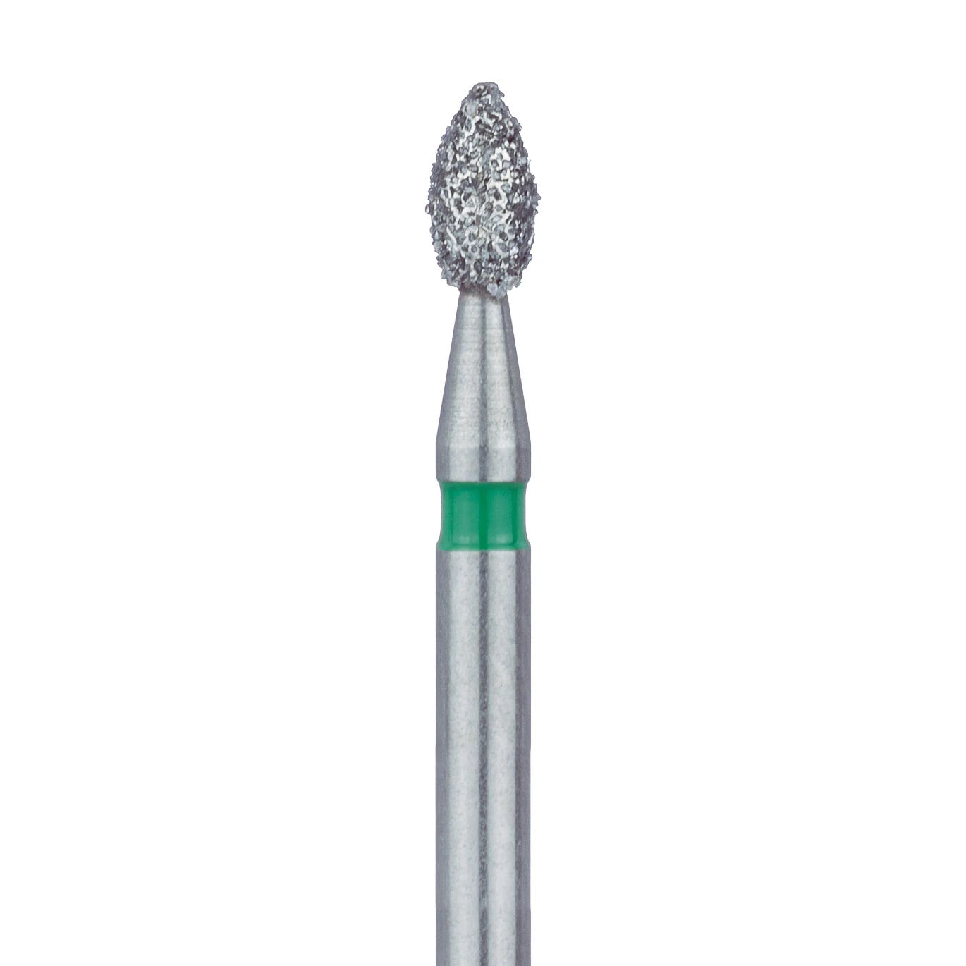 Meisinger 831G-018-FG Coarse Diamond Bur, Pointed Football, Friction Grip, 1.8 mm Head Diameter, Green Ring, 5/Pk