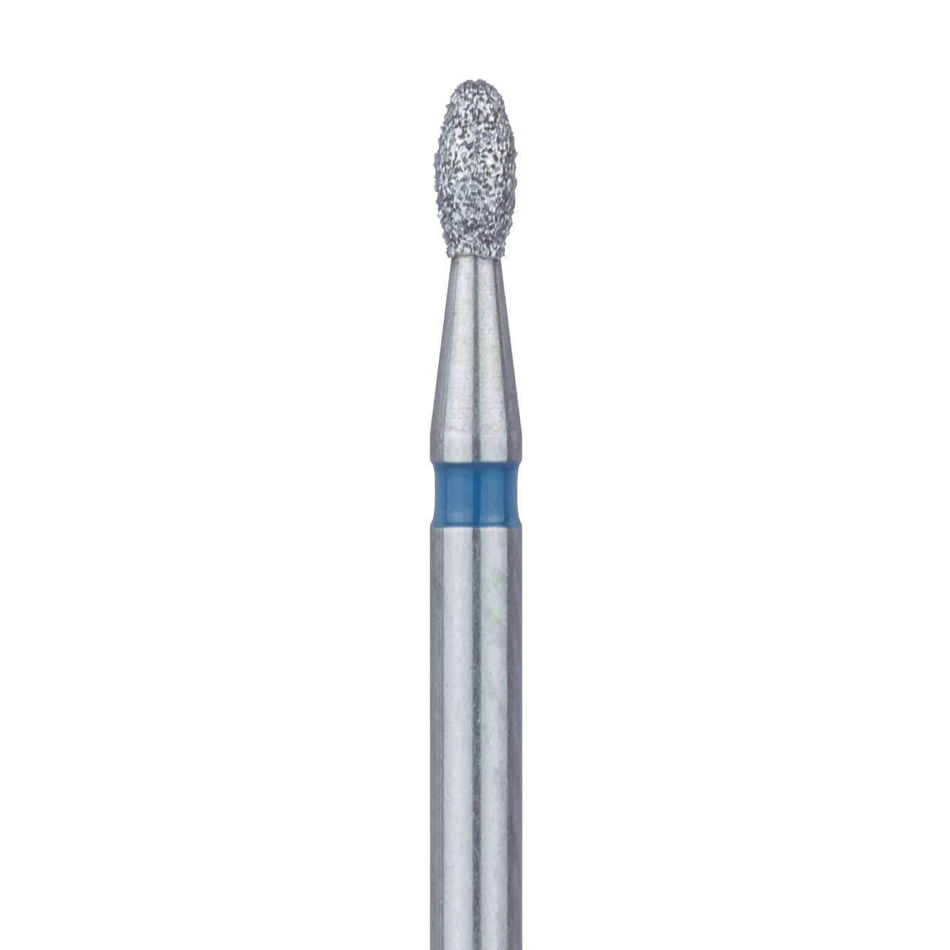 Meisinger 833-014-FG Medium Diamond Bur, Egg/Football Shape, Friction Grip, 1.4 mm Head Diameter, 2.8 mm Working Length, Blue Ring, 5/Pack