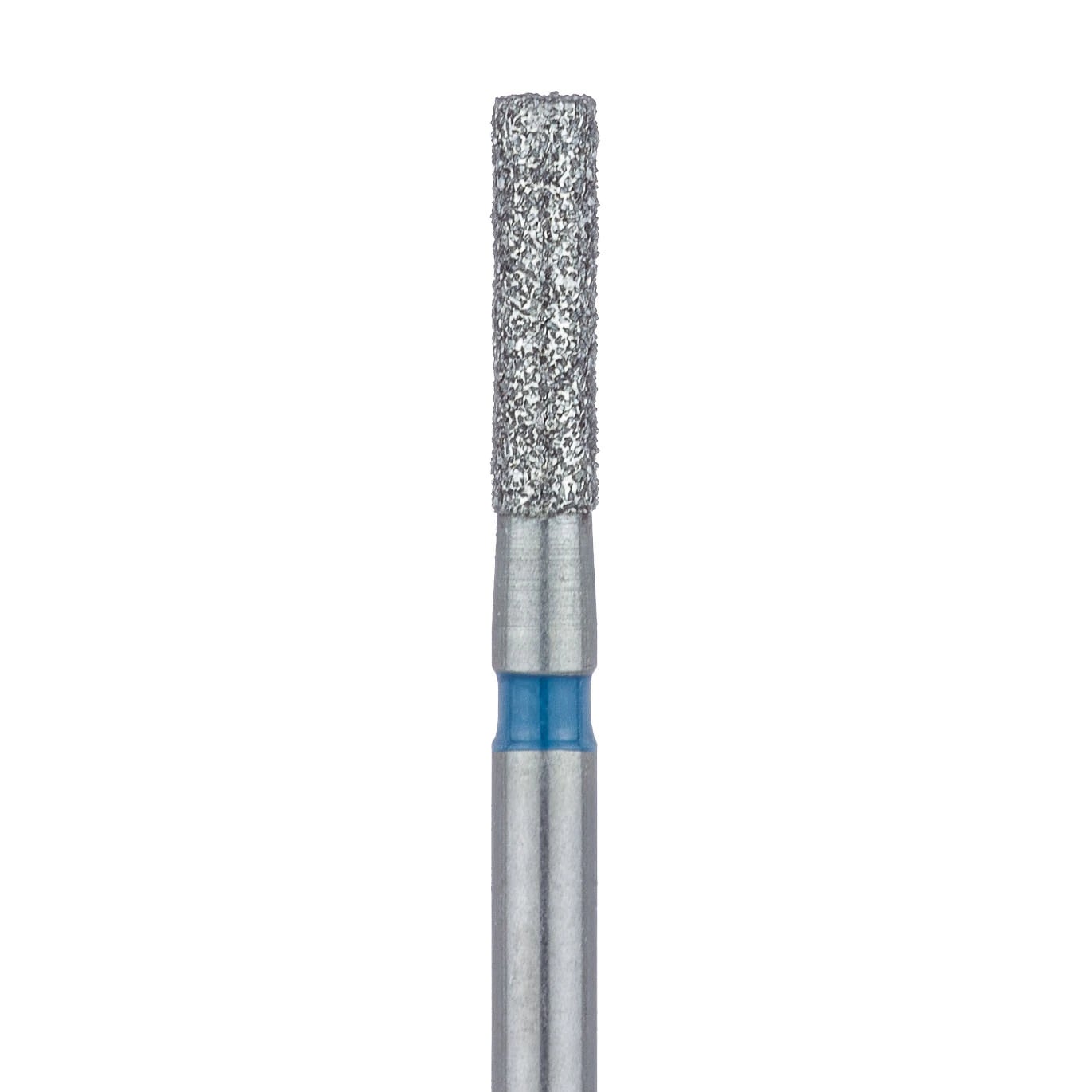 Meisinger 837-016-FG Medium Diamond Bur, Long Cylinder, Flat End, Friction Grip, 1.6 mm Head Diameter, 6.0 mm Head Length, Blue Ring, 5/Pack