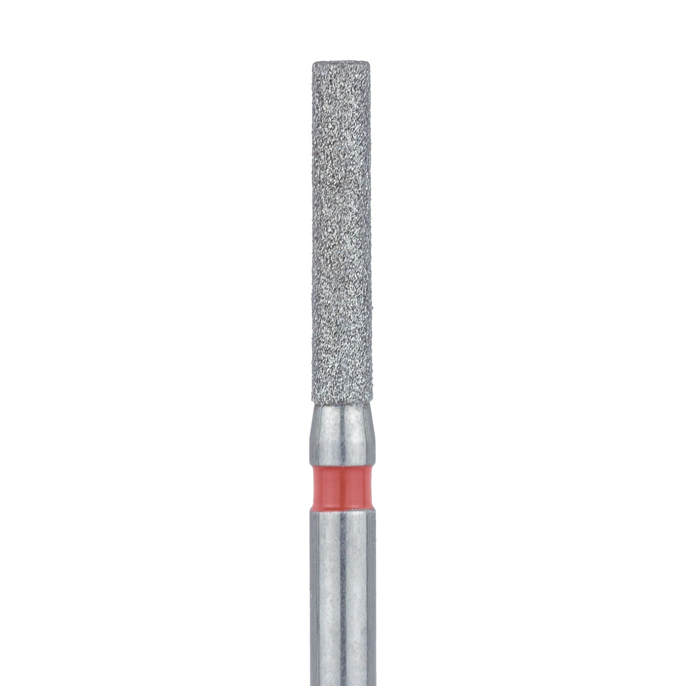 Meisinger 837LF-014-FG Fine Diamond Bur, Long Cylinder, Friction Grip, 1.4 mm Diameter, 8 mm Working Length, Red Ring, 5/Pack