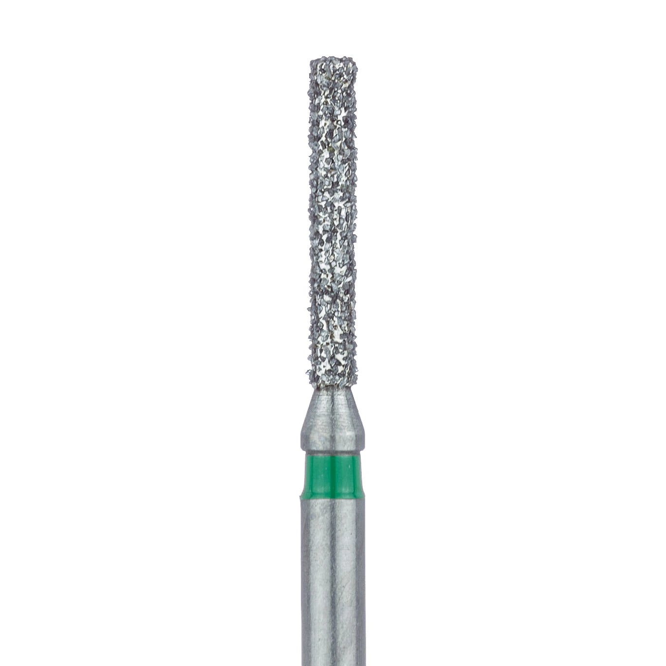 Meisinger FG #837L.012 Coarse Long Cylinder Flat End Diamond Bur, 1.2mm Head, 8mm Working Length, Green Band, Multi-Use, 5/Pk