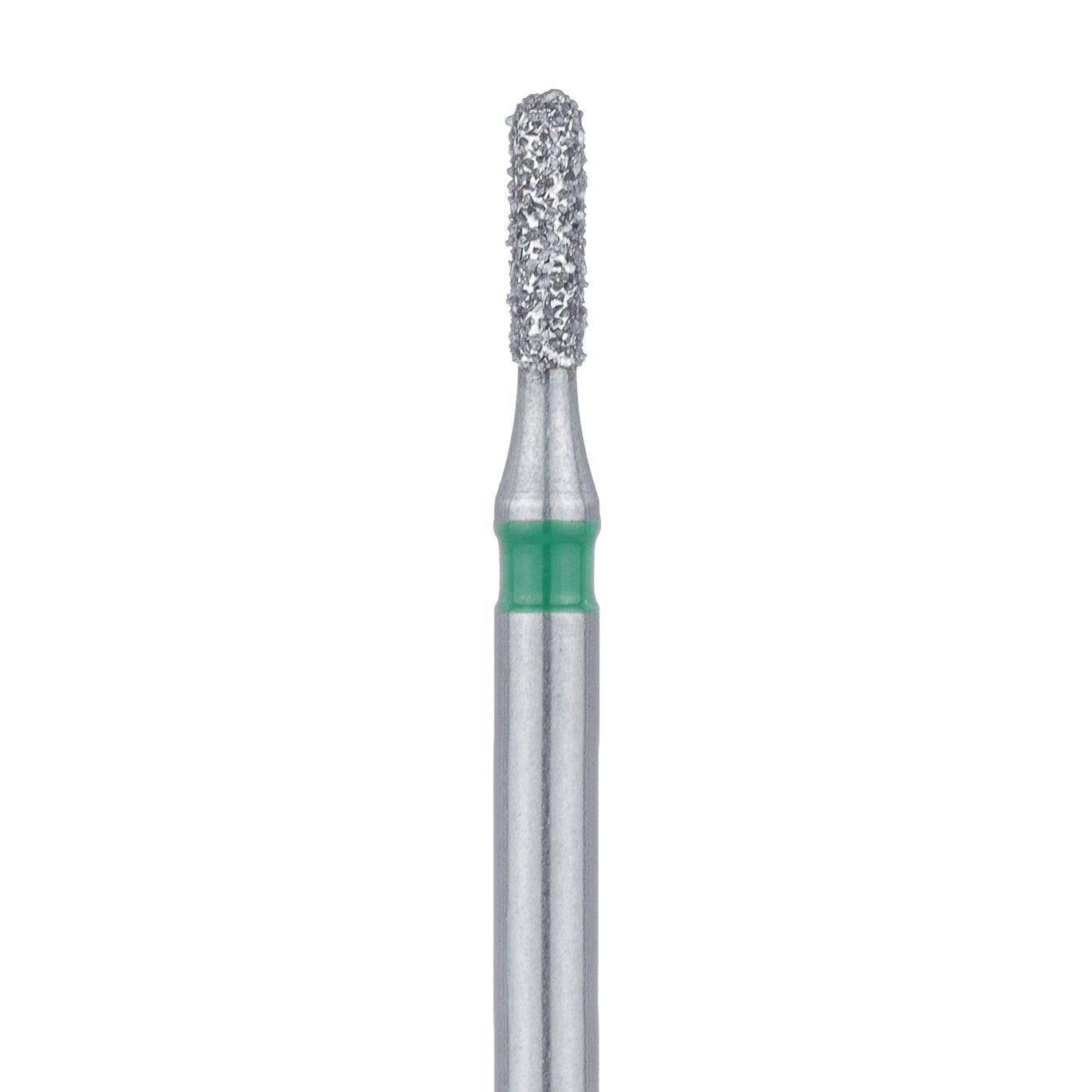 Meisinger 838G-012-FG Coarse Diamond Bur, Round End Cylinder, Friction Grip, 1.2 mm Head Diameter, 4.0 mm Head Length, Green Ring, 5/Pack