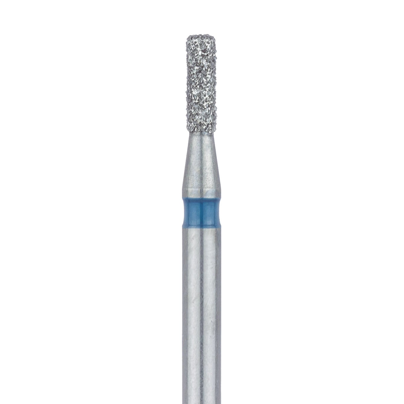 Meisinger 840-012-FG Diamond Bur, Round Edge Cylinder, Medium Grit, Blue Ring, 1.2 mm Head Diameter, 4.0 mm Head Length, Friction Grip, 5/Pack