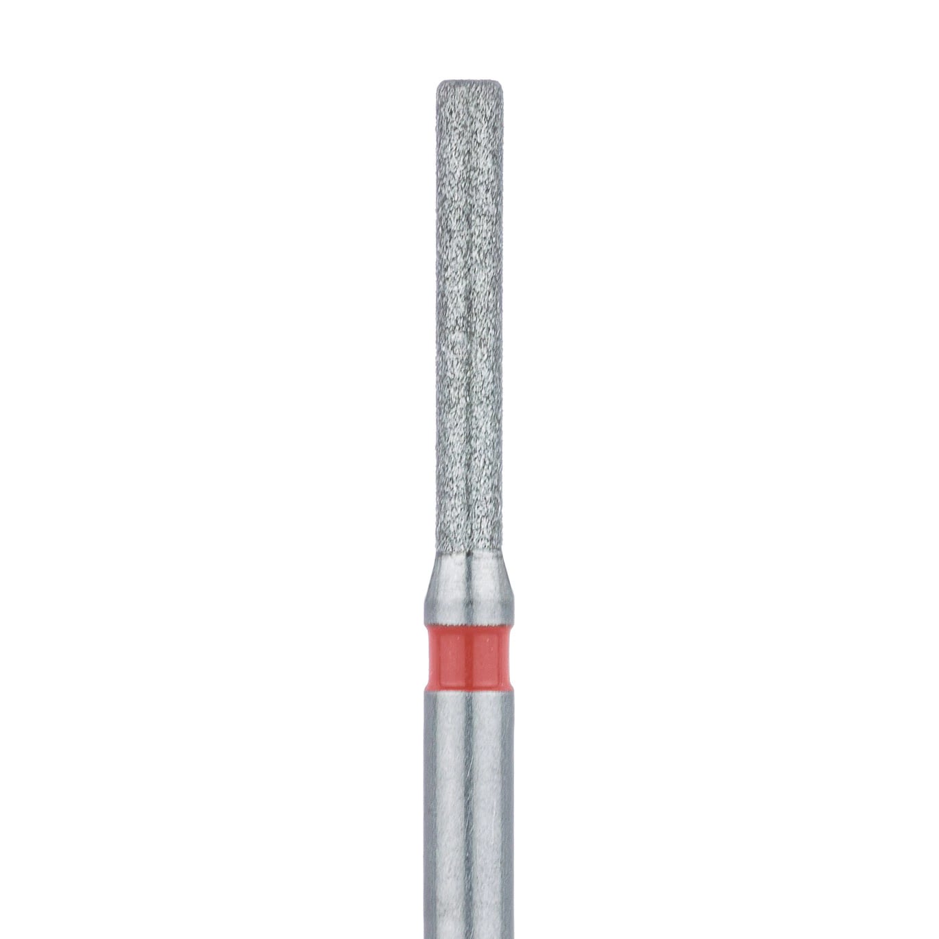 Meisinger 842F-012-FG Fine Diamond Bur, Round Edge Extra Long Cylinder, Friction Grip, 1.2 mm Diameter, 8 mm Working Length, Red Ring, 5/Pk