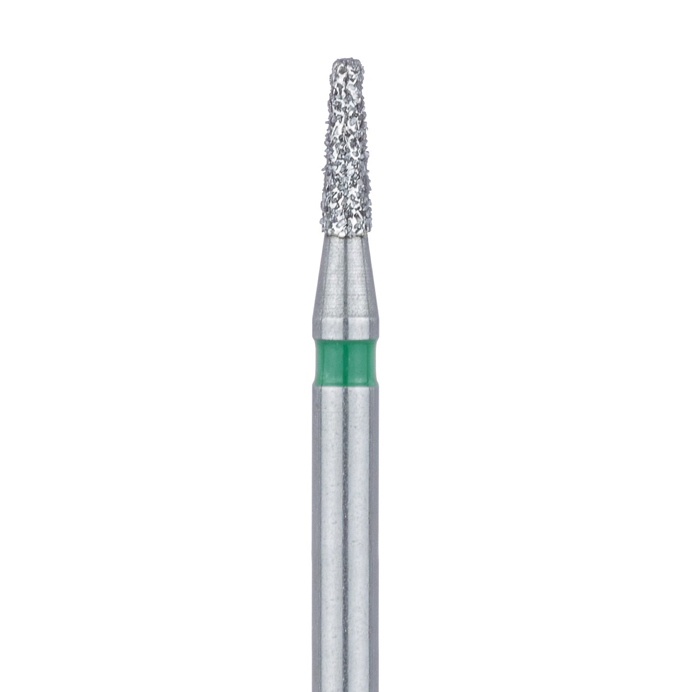 Meisinger 845G-014-FG Coarse Diamond Bur, Flat-End Tapered, Friction Grip, 1.4 mm Head Diameter, 4.0 mm Head Length, Green Ring, 5/Pack