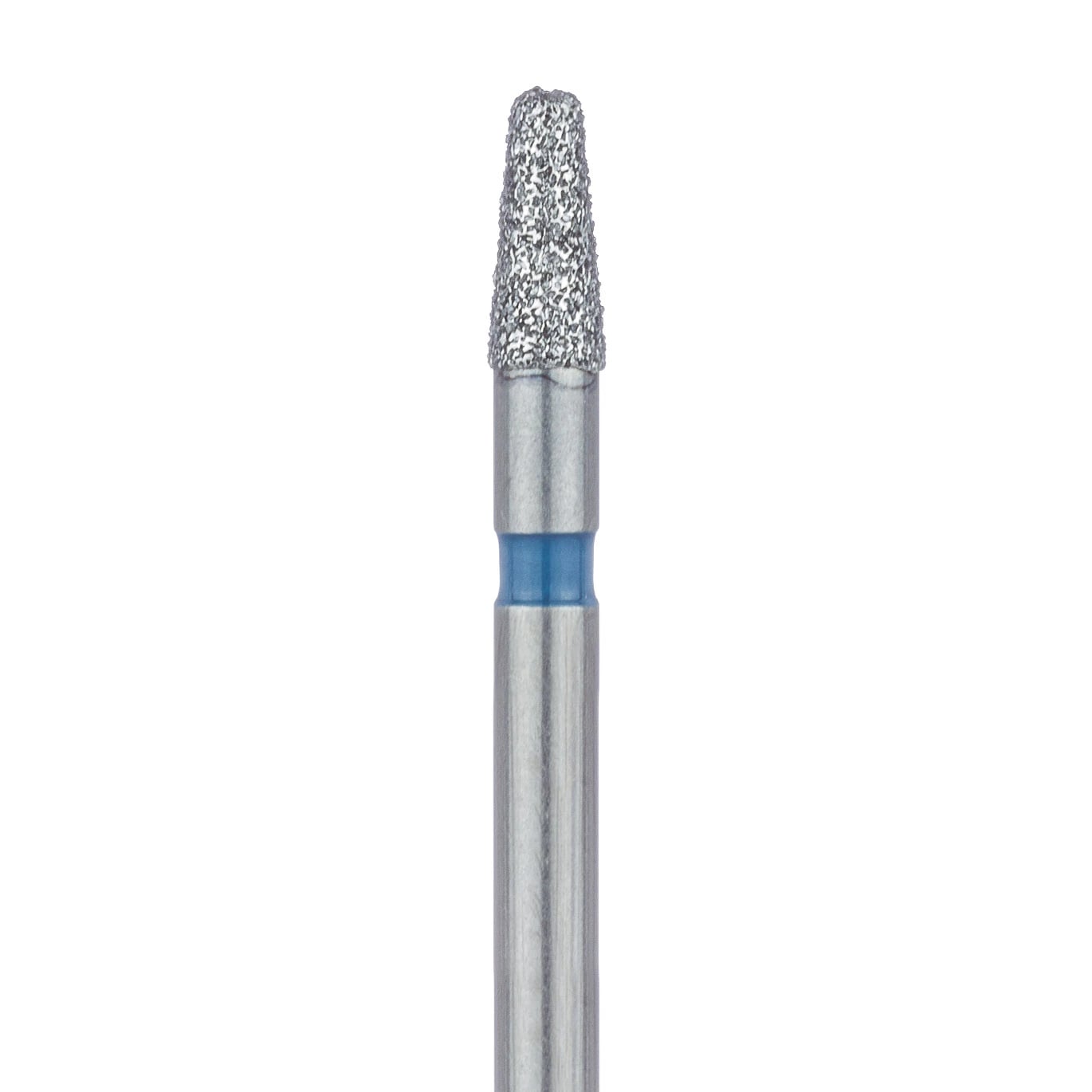 Meisinger 845R-018 FG Medium Diamond Bur, Tapered Round Edge, Blue Ring, 1.8 mm Head Diameter, 4.0 mm Head Length, 5/Pack