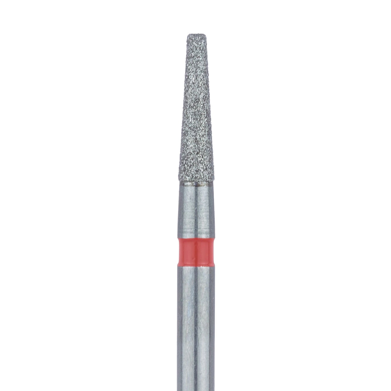 Meisinger 846F-016-FG Fine Diamond Bur, Flat End Tapered (Cone), Friction Grip, 1.6 mm Head Diameter, 6.0 mm Head Length, Red Ring, 5/Pkg