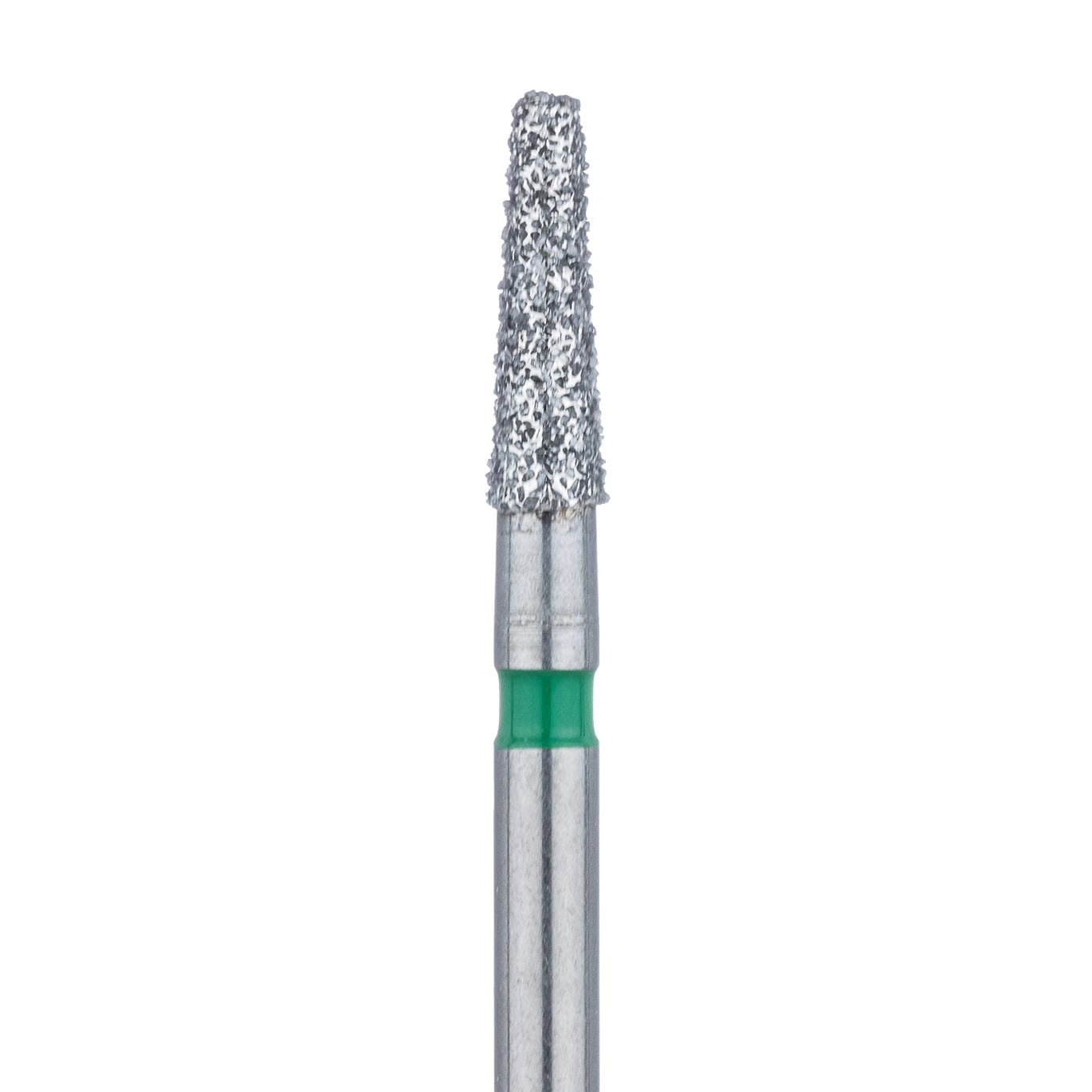 Meisinger 846RG-018-FG Coarse Diamond Bur, Round Edge Tapered, Friction Grip, 1.8 mm Head Diameter, 6 mm Working Length, Green Ring, 5/Pack