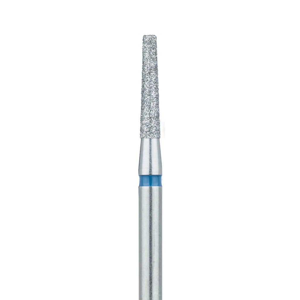 Meisinger 848-021-HP Diamond Bur, Flat End Taper, Medium Grit, 2.1 mm Diameter, 10 mm Working Length, HP Shank, 5/Pack