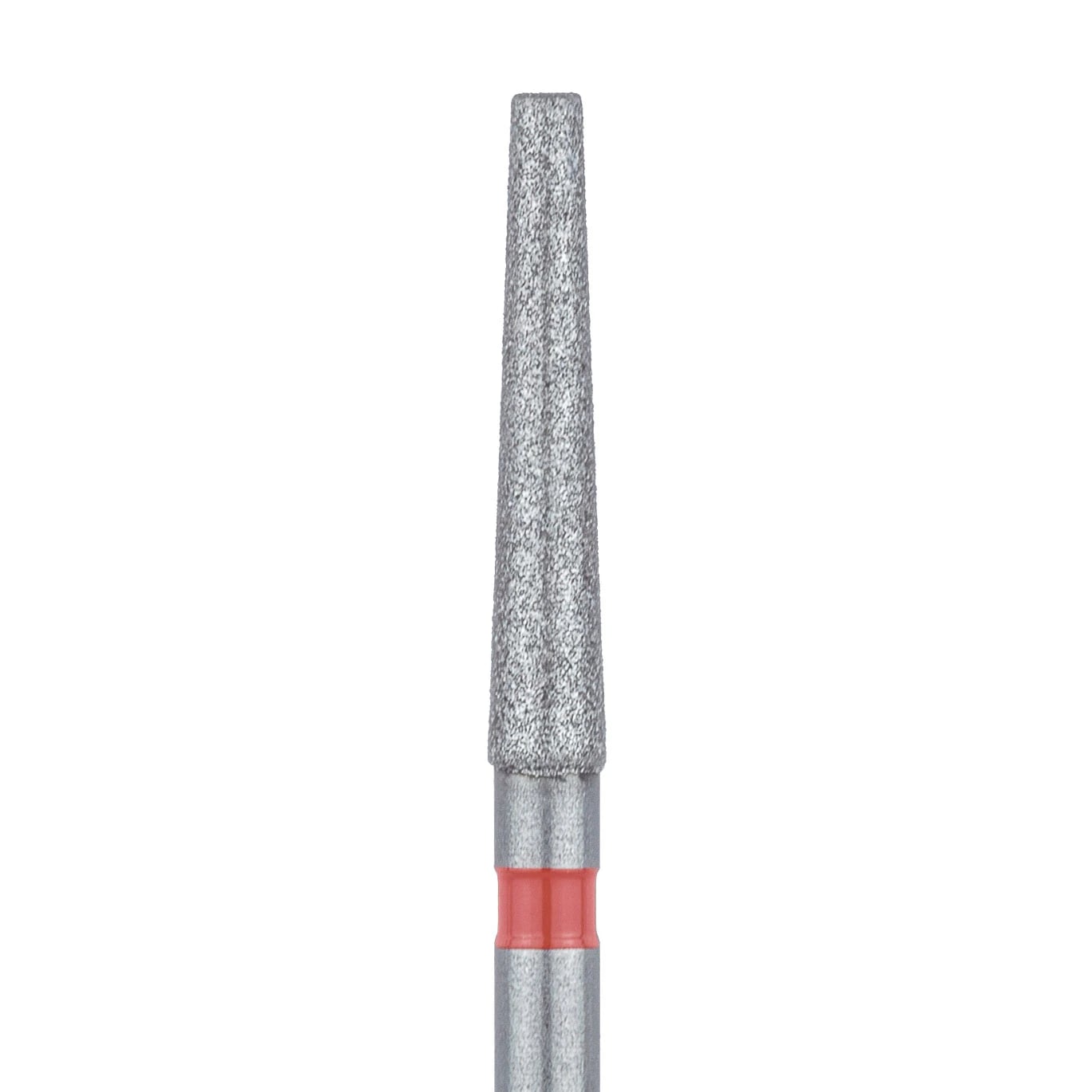 Meisinger 848F-018-FG Fine Diamond Bur, Flat End Tapered, Friction Grip, 1.8 mm Head Diameter, 10 mm Working Length, Red Ring, 5/Pkg