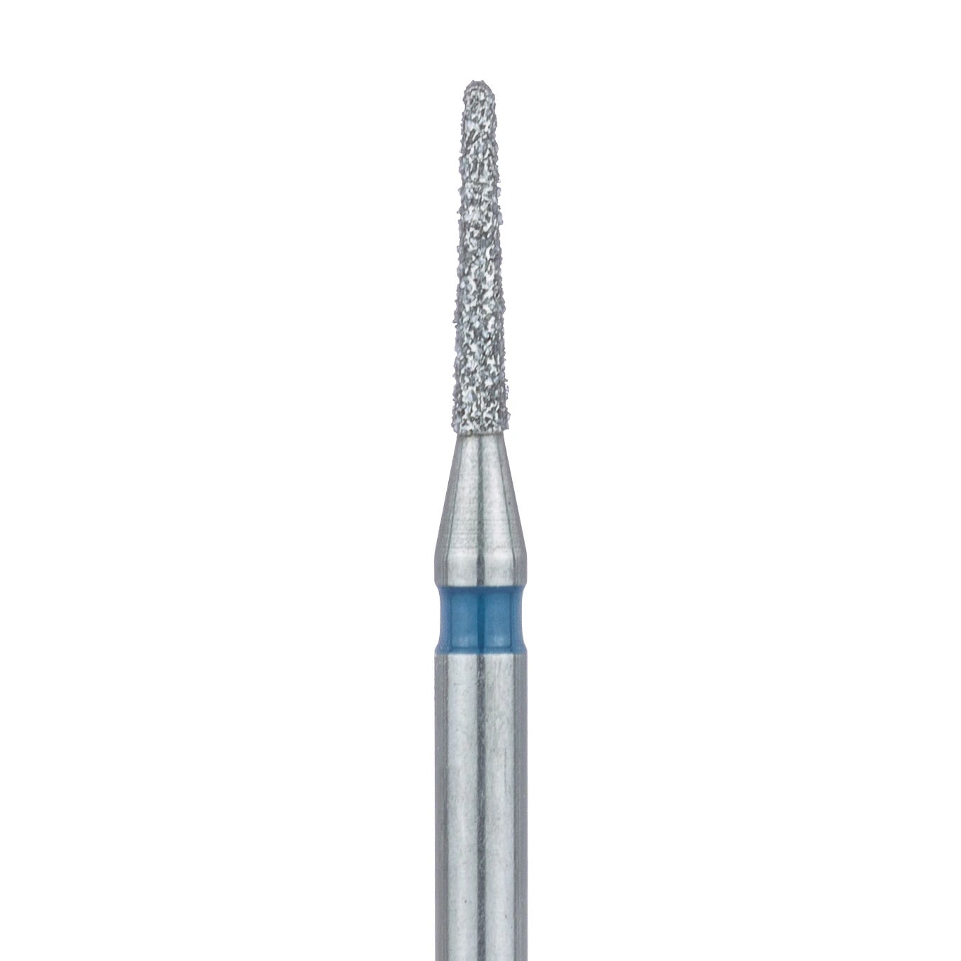 Meisinger 849-010-FG Diamond Bur, Round End Taper, Medium Grit, Blue Ring, 1.0 mm Head Diameter, 6.0 mm Head Length, Friction Grip, 5/Pkg