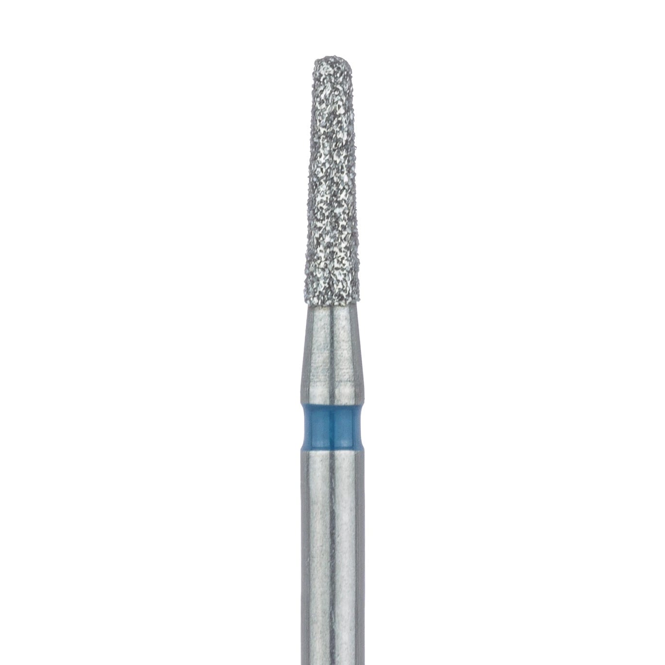 Meisinger 849-014-FG Multi-Use Diamond Bur, Round End Tapered, Medium Grit, Blue Ring, 1.4 mm Head Diameter, 6.0 mm Head Length, Friction Grip, 5/Pk