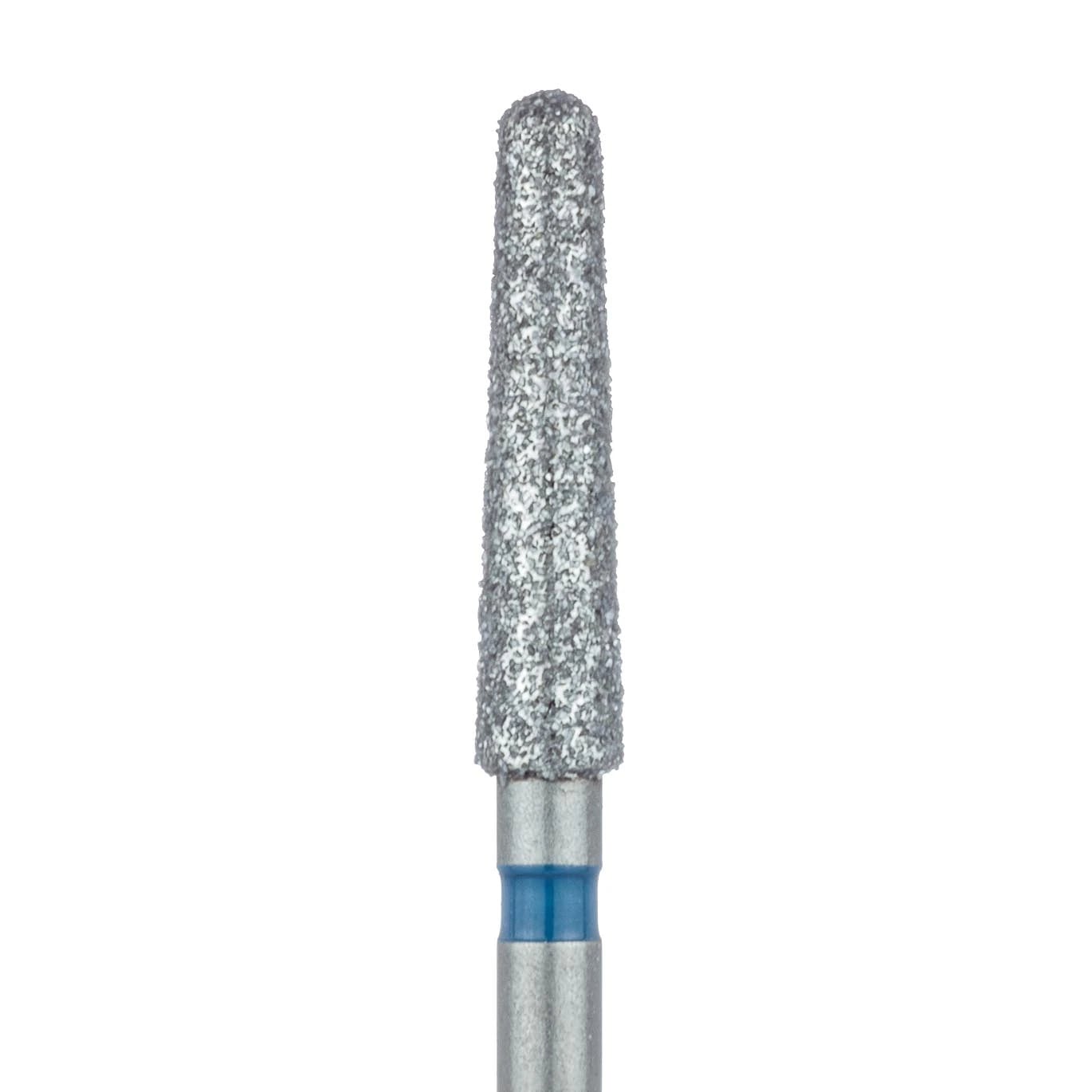 Meisinger 852-023-FG Diamond Bur, Medium Grit, Round End Taper (Chamfer), Friction Grip, 2.3 mm Head Diameter, 10 mm Head Length, Blue Ring, 5/Pkg