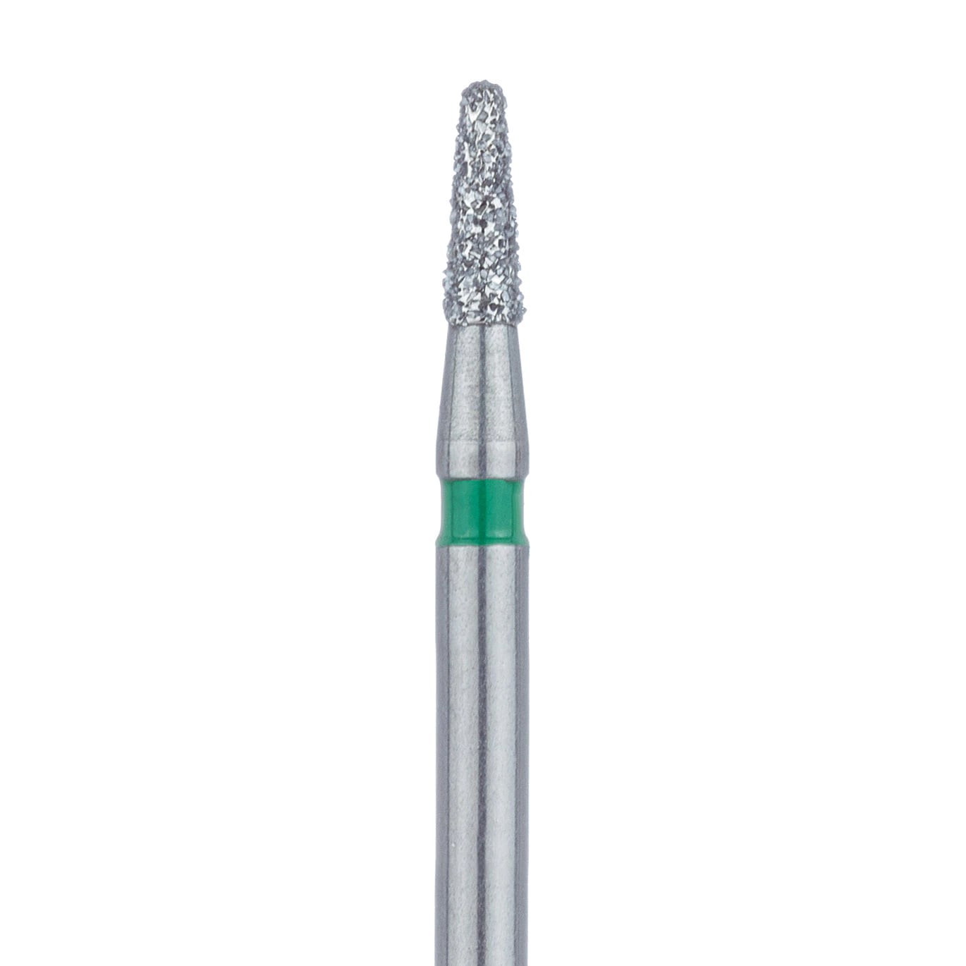 Meisinger 855G-016-FG Diamond Bur, FG, Coarse, Green, Round End Taper (Cone), 1.6 mm Head Diameter, 4.0 mm Head Length, 5/Pkg