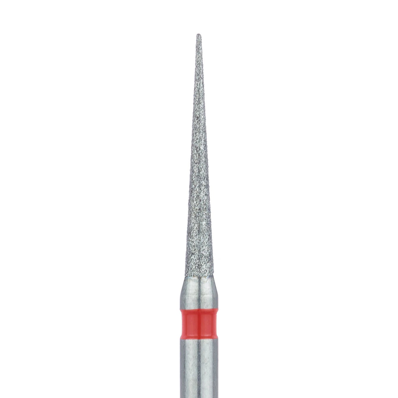 Meisinger FG #859F-012 Fine Needle Diamond Bur, 1.2mm Head, 10mm Working Length, Red Ring, 5/Pk