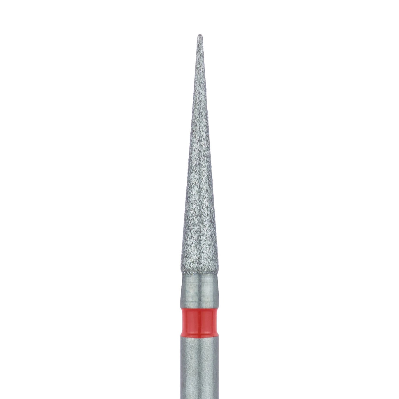 Meisinger 859F-016-FG Fine Diamond Bur, Long Needle, Friction Grip, 1.6 mm Head Diameter, 10 mm Head Length, Red Ring, 5/Pkg