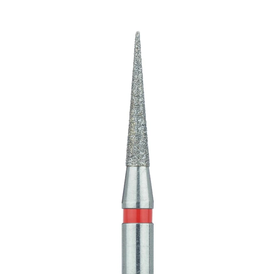 Meisinger 859F-018-HP Fine Diamond Bur, Long Needle, HP Handpiece, 1.8 mm Diameter, 10 mm Working Length, Red Ring, 5/Pack