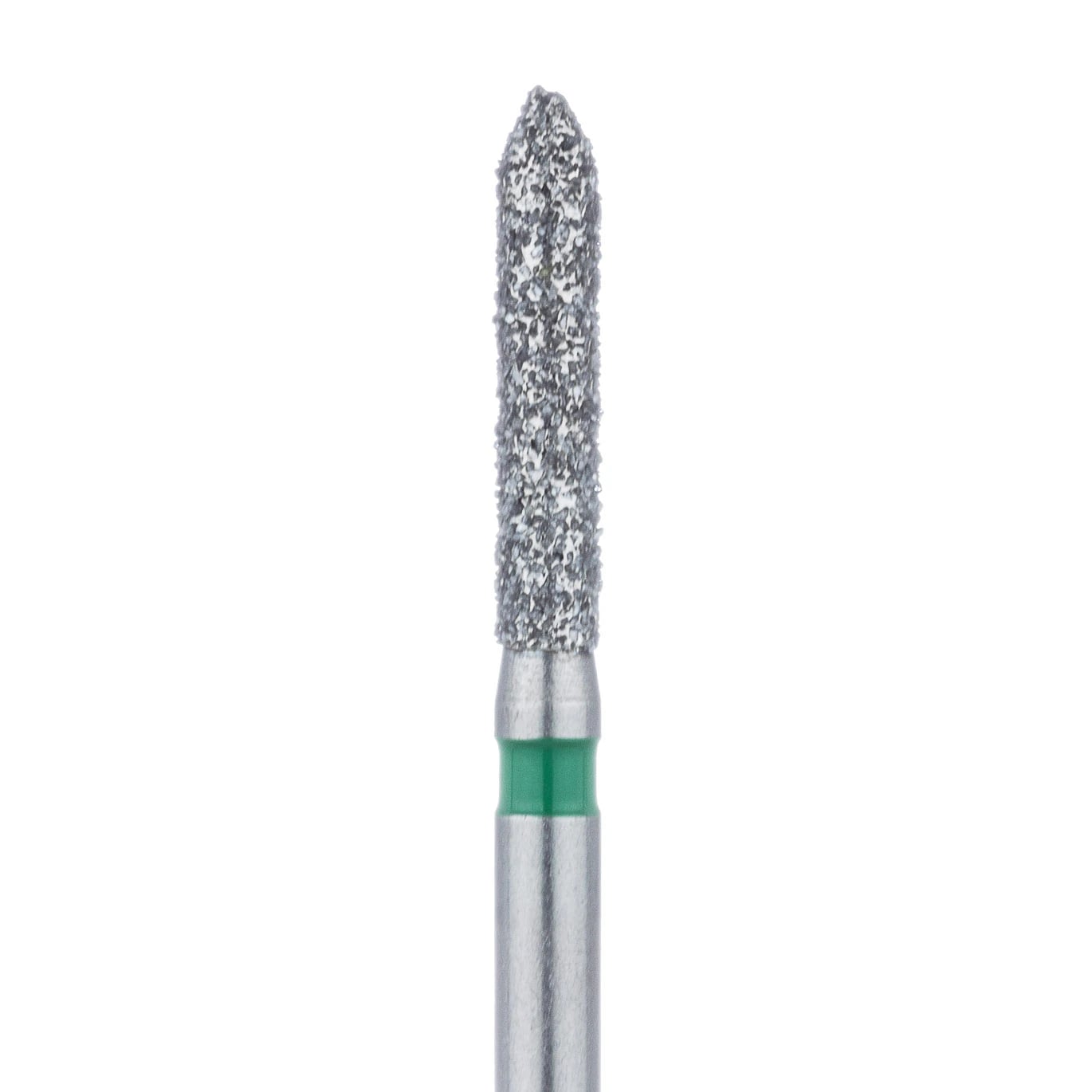 Meisinger 868G-016-FG Diamond Bur, FG, Coarse (Green), Torpedo/Cylinder with Bevel End, 1.6 mm Head Diameter, 8.0 mm Head Length, 5/Pkg