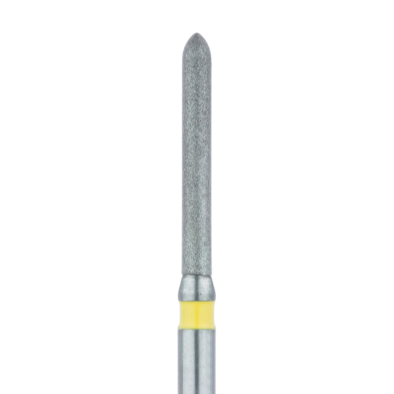 Meisinger 869C-012-FG Extra Fine Diamond Bur, Long Torpedo Beveled Tip, Friction Grip, 1.2 mm, Yellow Ring, 5/Pack