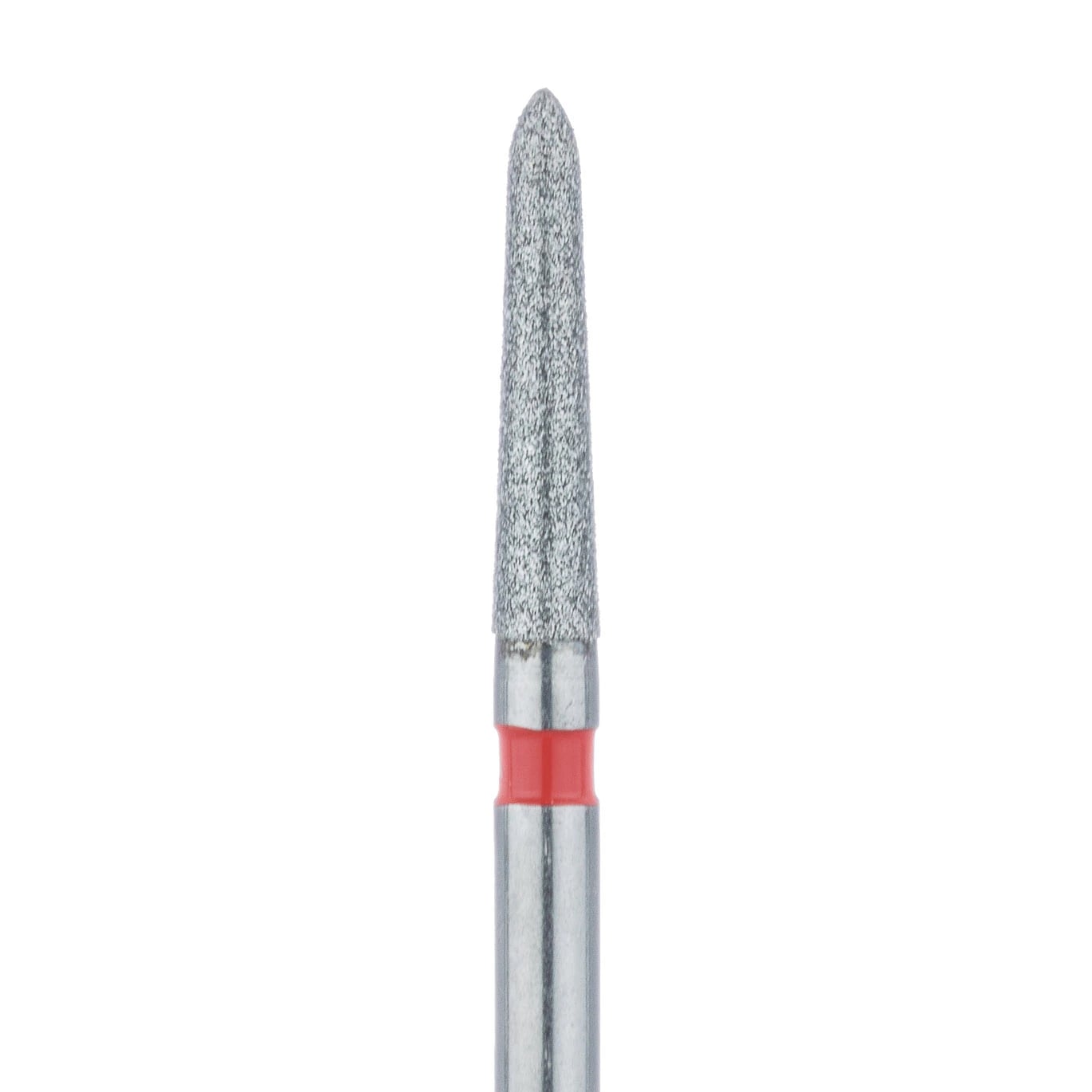 Meisinger 878F-016-FG Fine Grit Diamond Bur, Friction Grip, Cylinder/Torpedo with Bevel End, 1.6 mm Head Diameter, 8.0 mm Head Length, Red Ring, 5/Pkg
