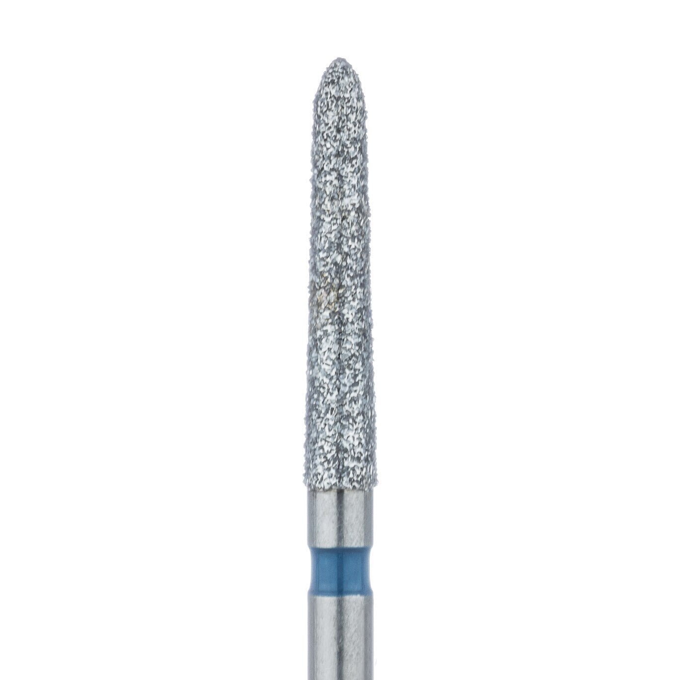 Meisinger 879-018-FG Diamond Bur, Medium Grit, Tapered Torpedo/Cylinder, Bevel End, 1.8 mm Head Diameter, 10.0 mm Head Length, Friction Grip, 5/Pkg