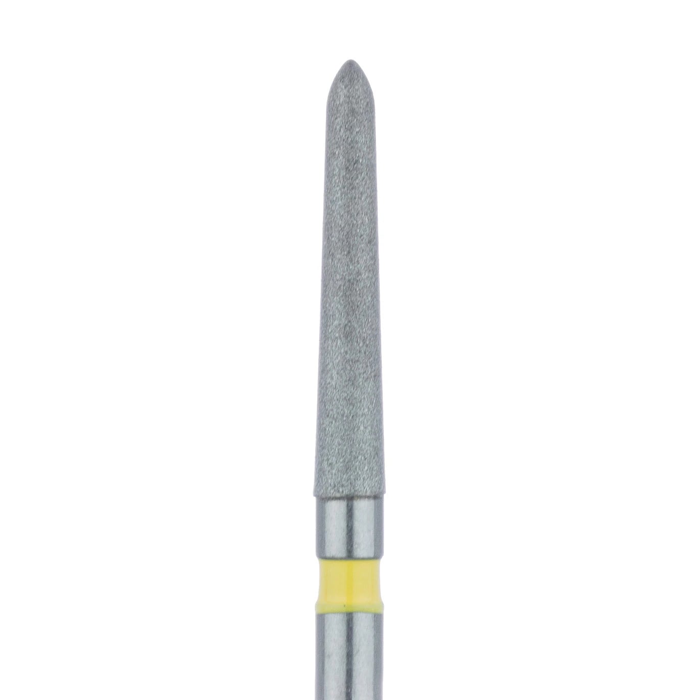 Meisinger 879C-016-FG Extra Fine Diamond Bur, Friction Grip, Cylinder/Chamfer, 1.6 mm Head Diameter, 10.0 mm Head Length, Yellow Ring, 5/Pkg