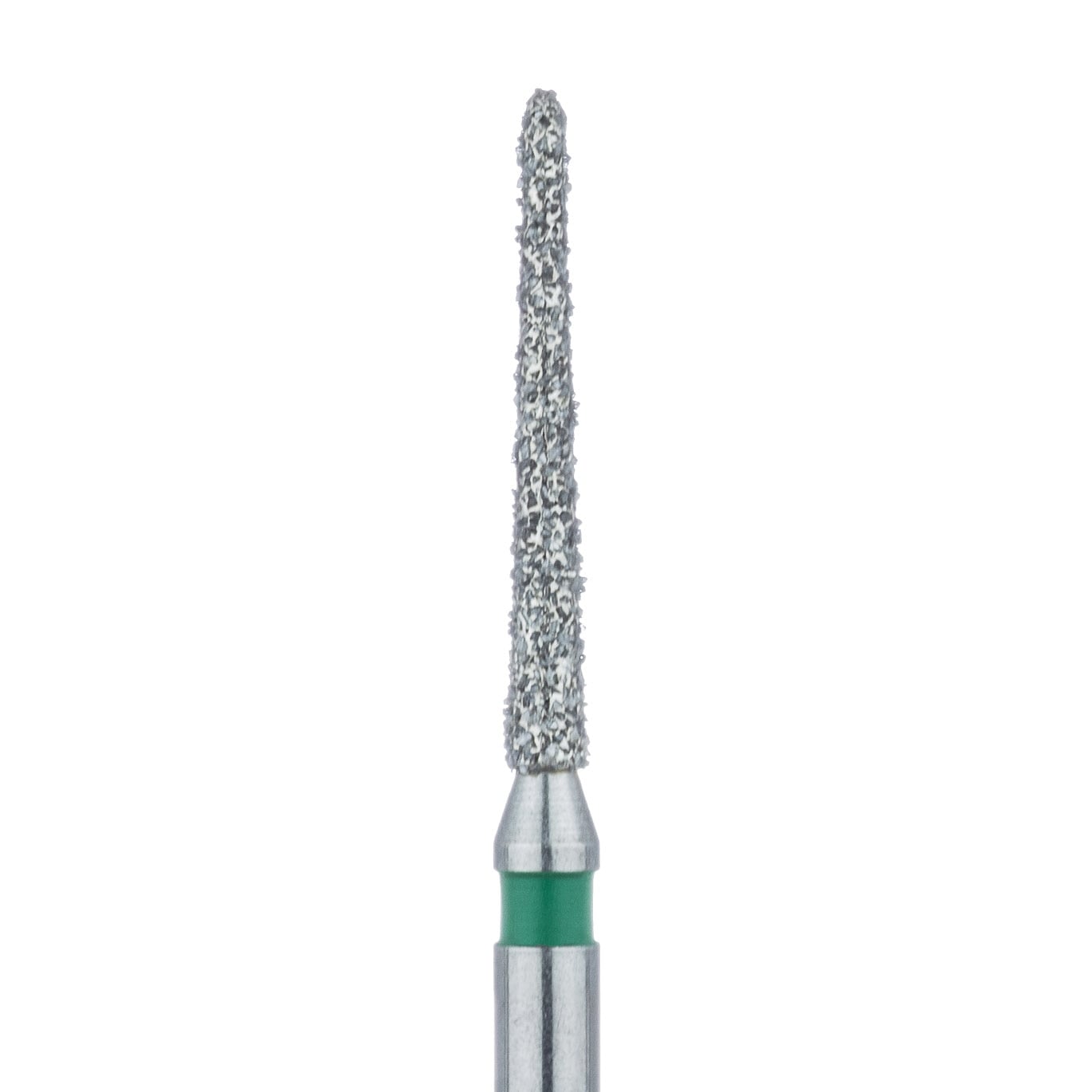 Meisinger 879G-012-FG Diamond Bur, FG, Coarse (Green), Tapered Torpedo, 1.2 mm Head Diameter, 10 mm Working Length, 5/Pkg