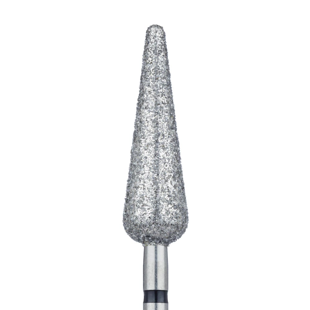 Meisinger #879H-060 Super Coarse Diamond Bur, Long Modified Chamfer, HP Shank, 6mm, Black, 2/Pack