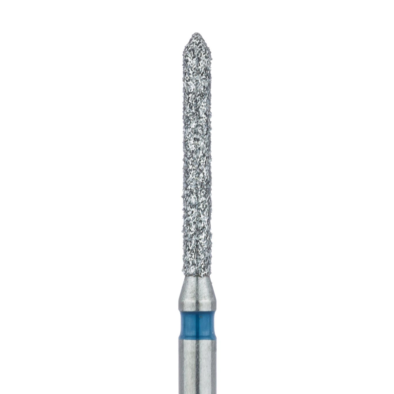 Meisinger 886-012-FG Diamond Bur, Medium Grit, Blue Ring, Cylinder with Bevel End, Friction Grip, 1.2 mm Head Diameter, 10.0 mm Head Length, 5/Pkg