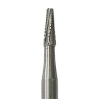 Meisinger Tungsten Carbide Bur, Tapered Fissure, Cross-Cut, Flat End, 0.8 mm Diameter, HP, 5/Pkg, HM 33-008 / US#698