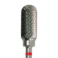 Meisinger Tungsten Carbide Lab Bur, Fine Round Barrel, HP Handpiece, X-Cut, 6.0 mm Diameter, 13.7 mm Head Length, Red Ring, HM72FX-060, 1 Each