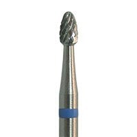 Meisinger Tungsten Carbide Cutter, Laboratory, X-Cut Medium, Egg/Football Shape, HP Handpiece, 2.3 mm Diameter, 4.1 mm Head Length, Blue Ring, HM 73MG-023