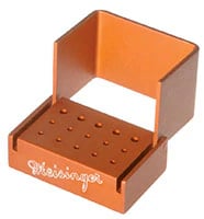 Meisinger Aluminum Bur Block, Orange, 15 Holes, 10 FG/5 RA, Sterilizable, OR100