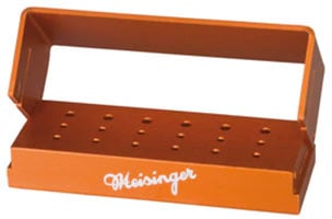 Meisinger Sterilizable Bur Block, Orange, 18 Holes (12 FG / 6 RA), with Cover, OR603