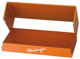 Meisinger OR630 Bur Block, Orange, 20 FG Holes, Anodized Aluminum, Autoclavable