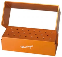 Meisinger Sterilizable Bur Block, Orange, 23 Holes HP, Anodized Aluminum, OR702