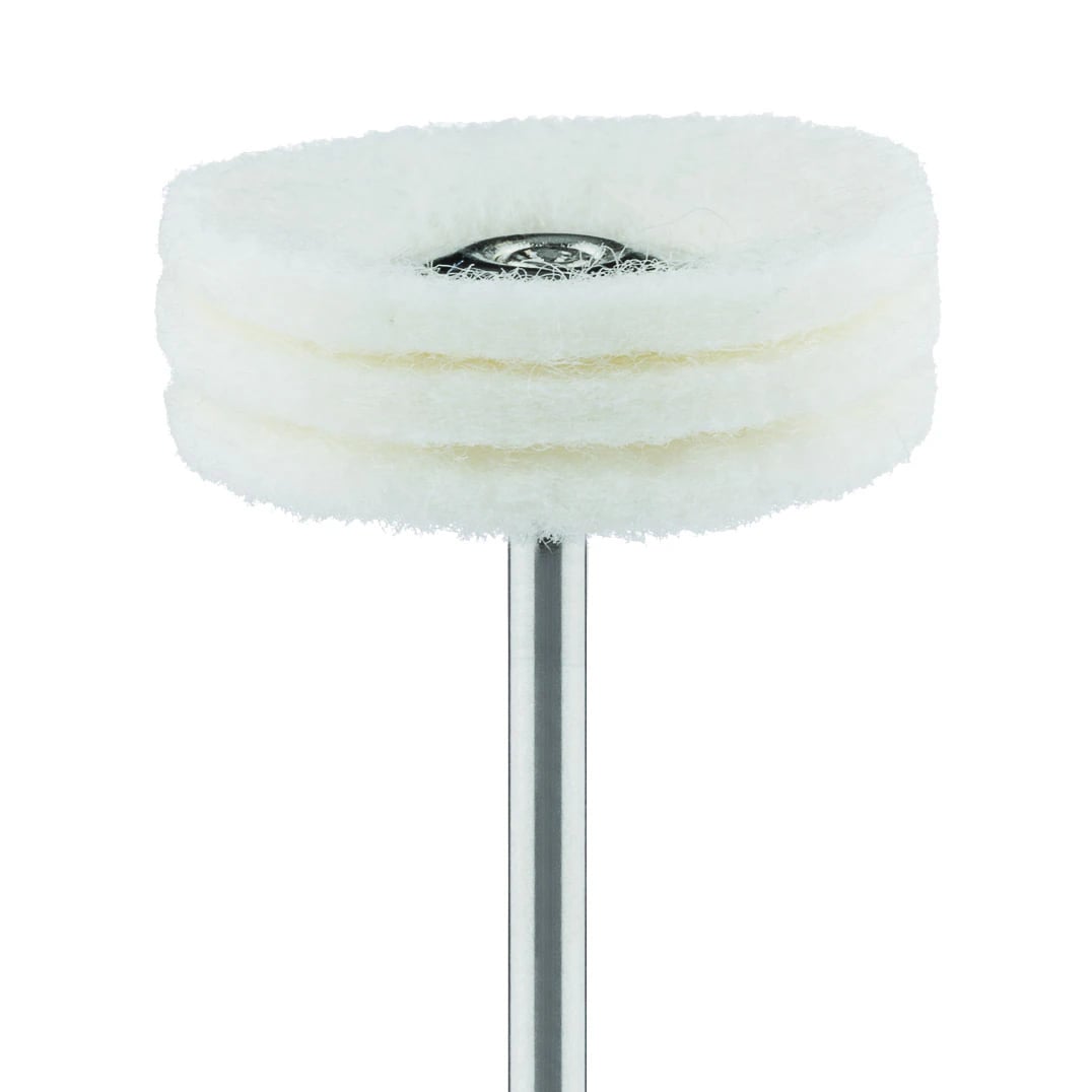 Meisinger Felt Polishing Brush, 3-Ply, White, Wheel Shaped, 22mm, HP (160-220-HP), 5/Pk