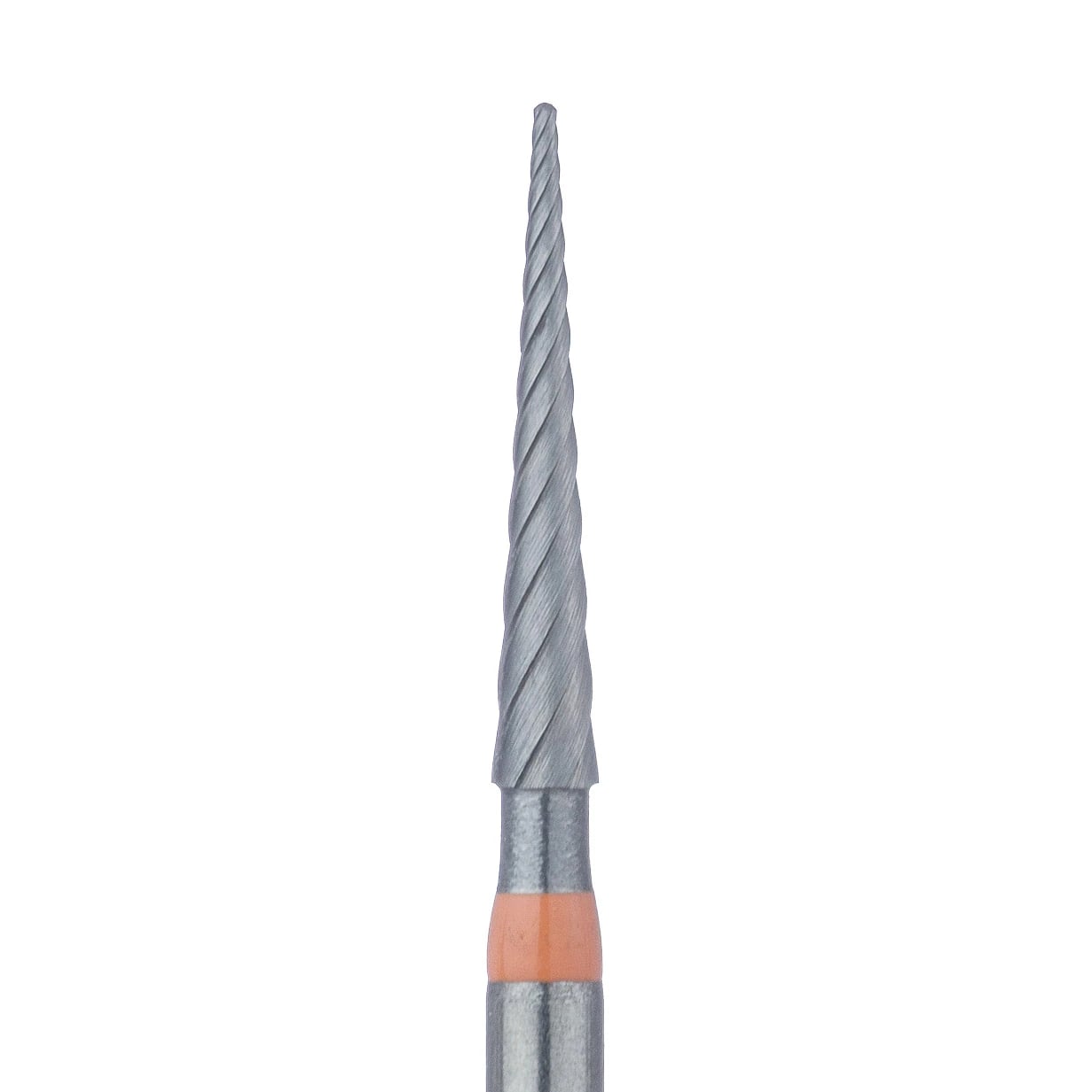 Meisinger Tungsten Carbide Twist Trimming & Finishing Bur, FG, Pointed Taper ET9, 1.4 mm, Fine (8-12 Flutes), Orange, 5/Pk, D0135-014-FG