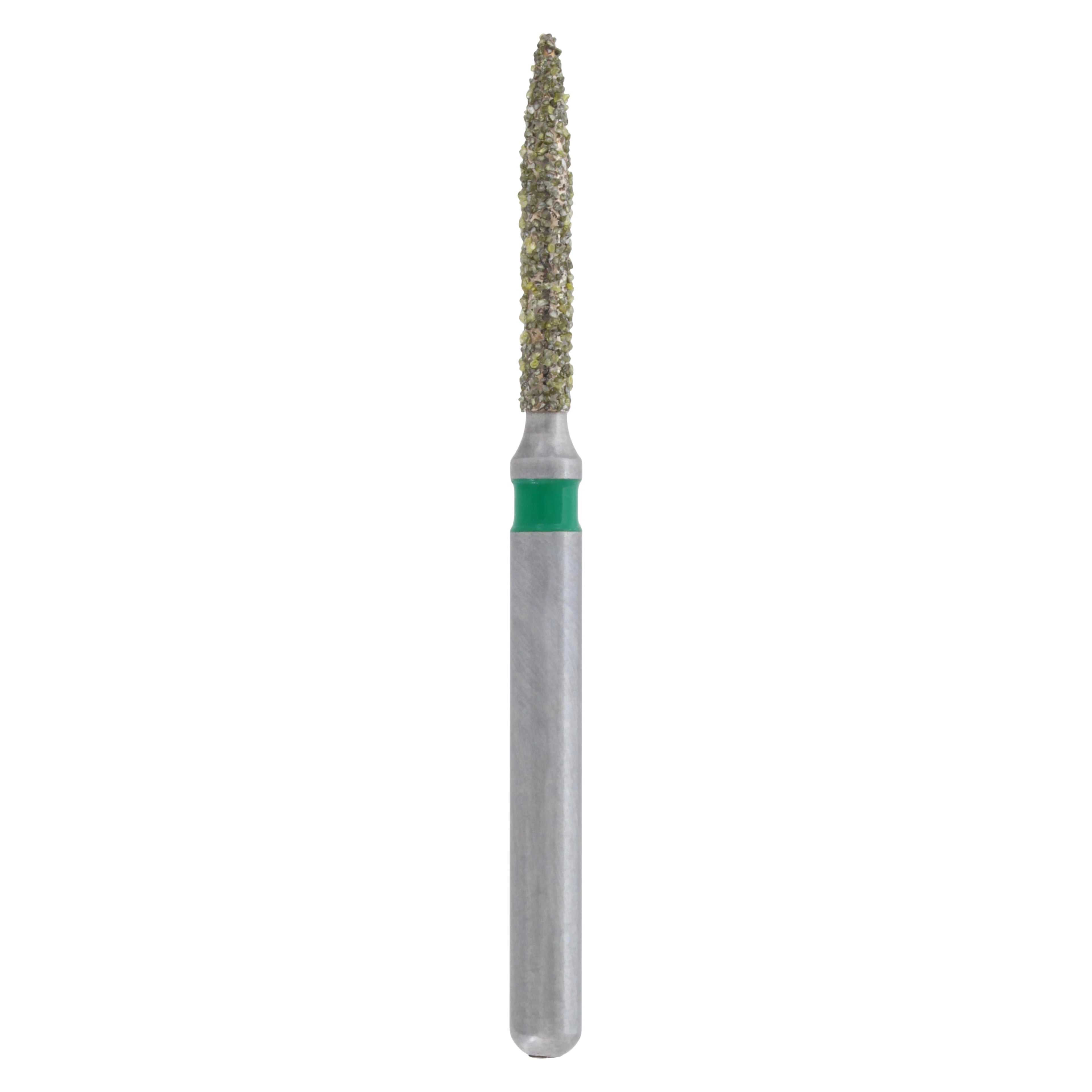 Meisinger Singles Disposable Diamond Bur FG Flame Coarse #1512.8C, 1.2mm Diameter, 8.0mm Length, 25/Pack