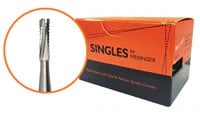 Meisinger FG Sterile-Packed Carbide Bur, #57, Cylinder, 1.0 mm Diameter, 25/Pack, HM21-009-FG