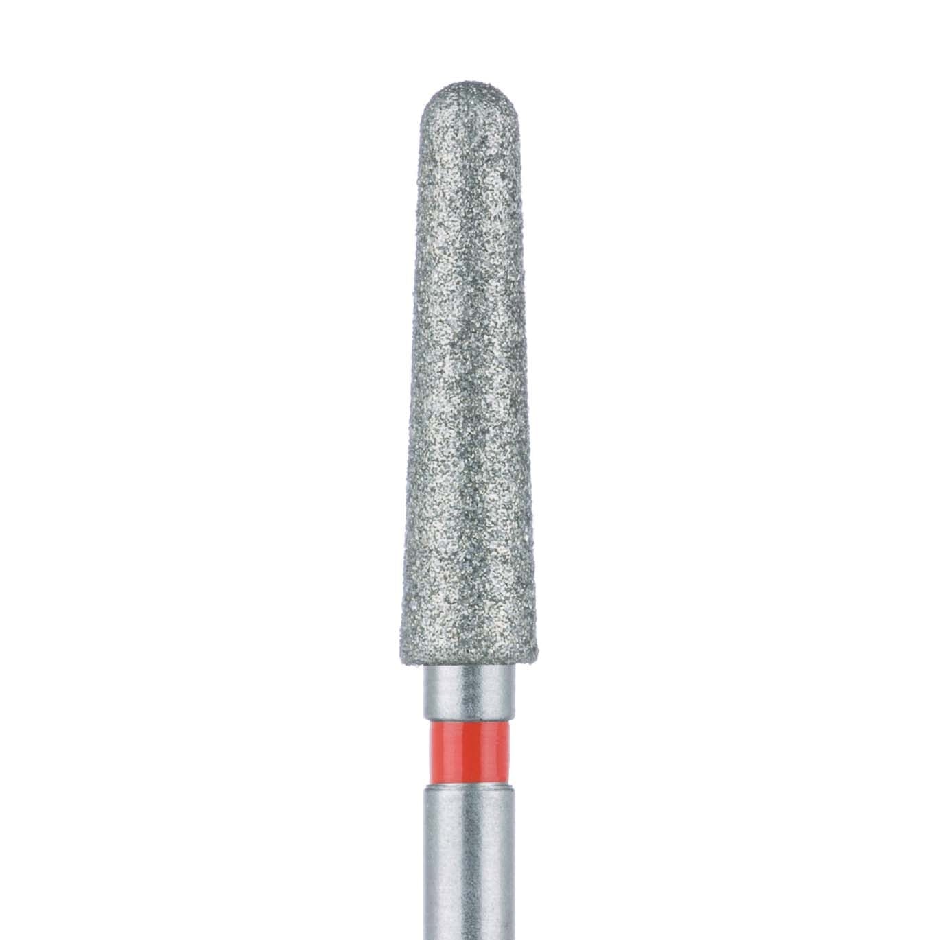 Meisinger 852Z3-024-FG Diamond Bur for Zirconium Oxide, Round End Taper, Fine Grit, Red Ring, 2.4 mm Head Diameter, 10 mm Head Length, Friction Grip, 5/Pack